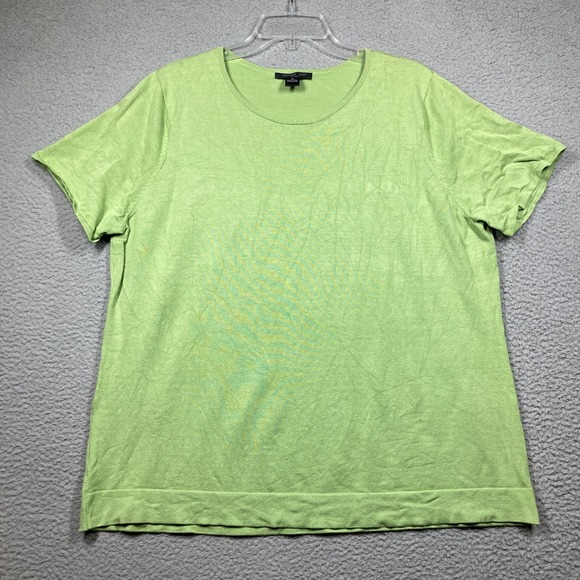 august silk Sweaters - August Silk Sweater Womens Plus 3X Green Short Sleeve Lightweight Silk Blend
